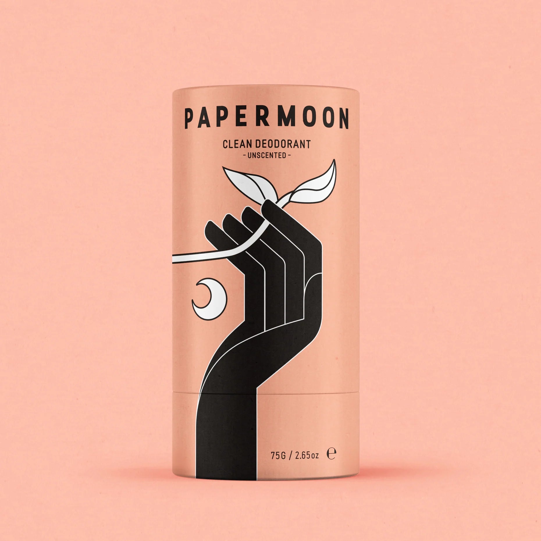 Papermoon unscented deodorant front view, natural deodorant for sensitive skin