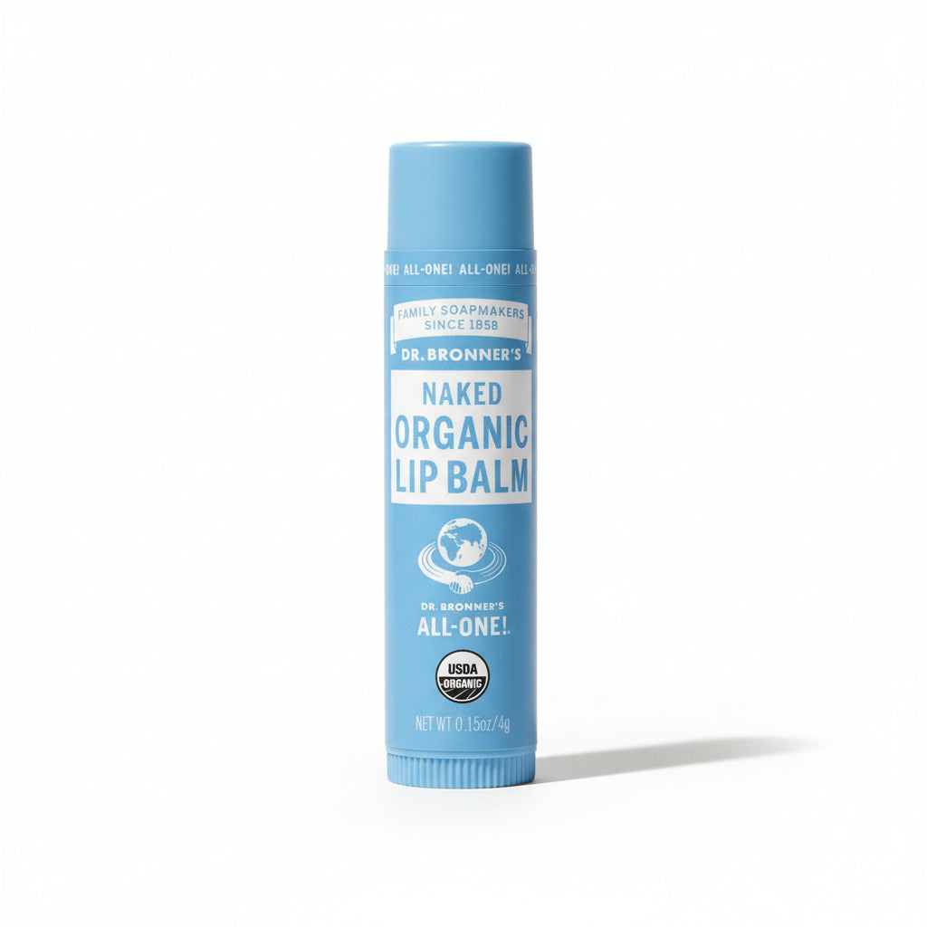 Dr Bronner’s Naked Organic Lip Balm fragrance free stick for sensitive lips