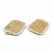 Twin pack natural loofah scouring pads for low-tox kitchen and bathroom cleaning