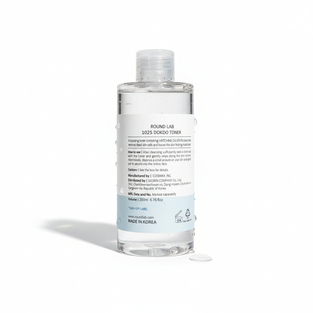 Round Lab 1025 Dokdo Toner back label hydrating toner for sensitive skin